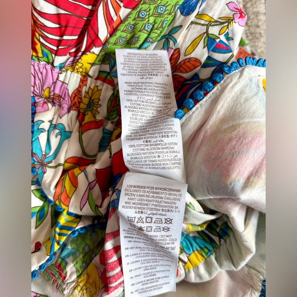 Boden Girls White Jumpsuit with Multicolor Tropical Print - Picture 8 of 9